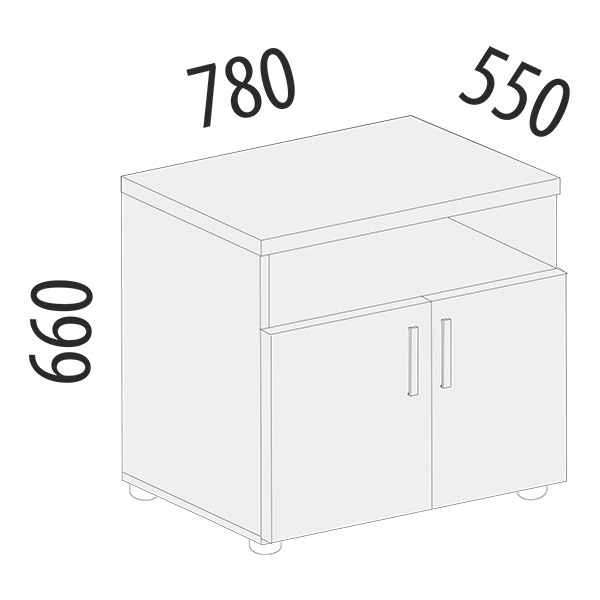 Тумба под оргтехнику офисная Альфа 61.45 Ольха